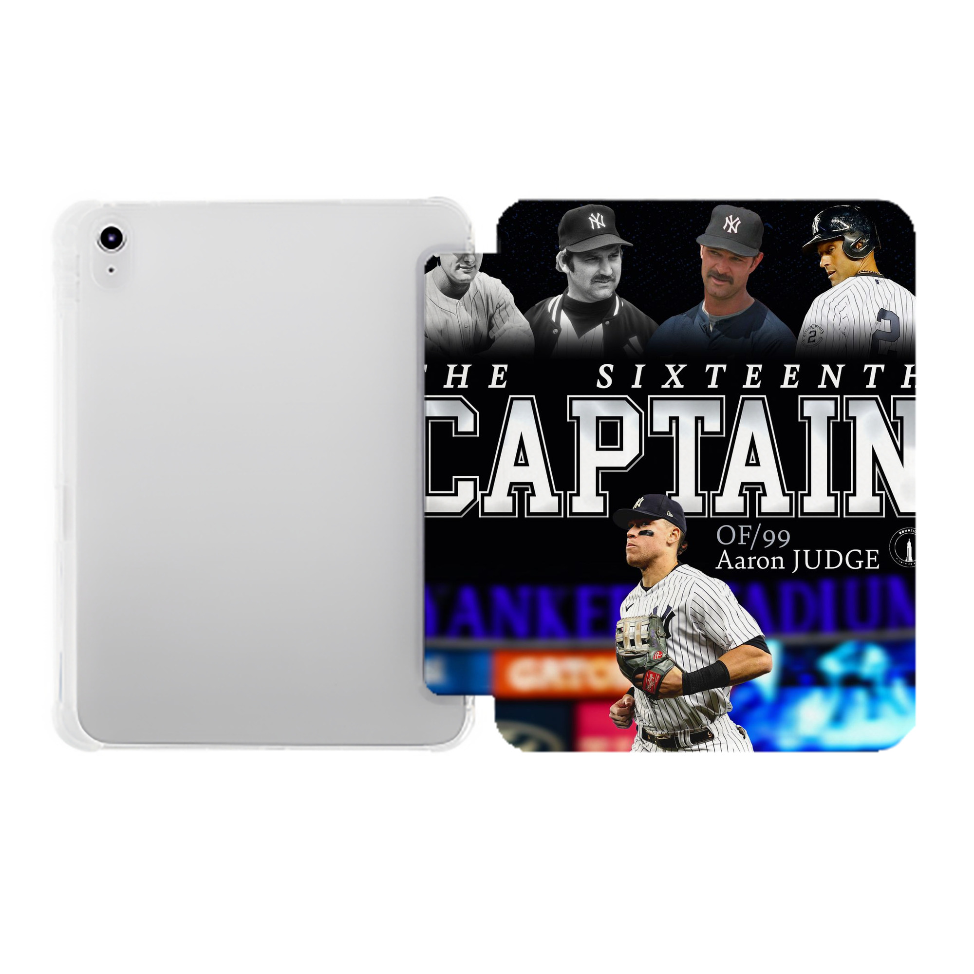 Aaron Judge Yankees Captain Premium Tri-Fold PU Leather & Silicone IPad Case With Pencil Slot – Fits 9.5,10.5,10.9 – Adjustable Stand, Slim, Protective